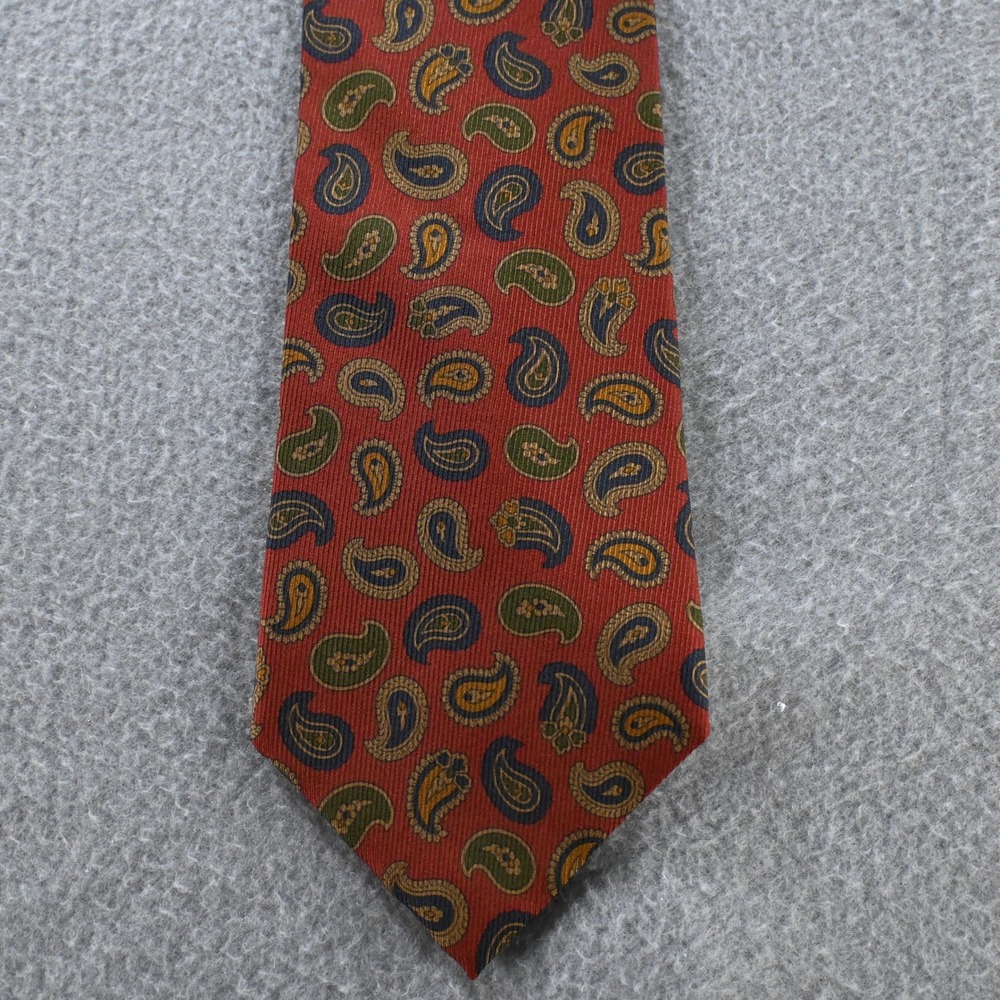 Burberrys of London Mens Vintage Paisley Silk Necktie OS Red Multi
